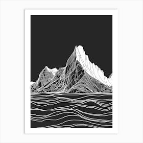 Scafell Mountain Line Drawing 1 Art Print
