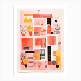 A House In Kyoto, Abstract Risograph Style 2 Art Print