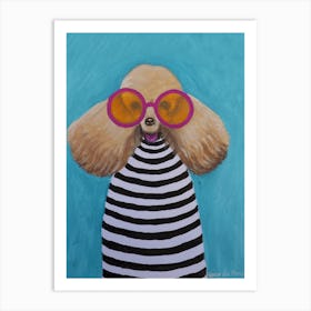 Stripy Poodle Art Print