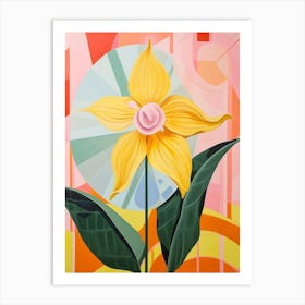 Daffodil 4 Hilma Af Klint Inspired Pastel Flower Painting Art Print