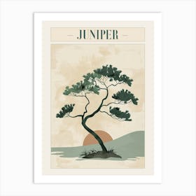 Juniper Tree Minimal Japandi Illustration 4 Poster Art Print