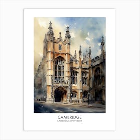 Cambridge University 8 Watercolor Travel Poster Art Print