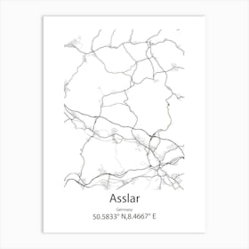 Asslar,Germany Minimalist Map Art Print