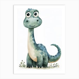 Cute Watercolour Of A Camarasaurus Dinosaur 1 Art Print