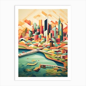 Chicago, Usa, Geometric Illustration 4 Art Print