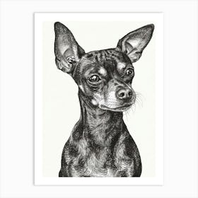 Miniature Pinscher Dog Line Sketch 3 Art Print