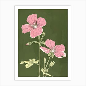 Pink & Green Geranium Art Print