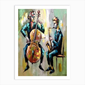 Two Musicians Playing Cello 1 Art Print