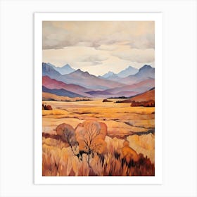 Autumn National Park Painting Fiordland National Park New Zealand 5 Art Print