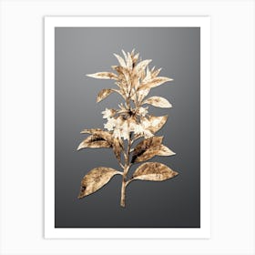 Gold Botanical Chinese New Year Flower on Soft Gray n.1008 Art Print