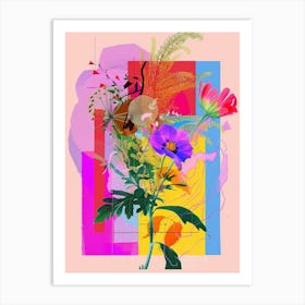 Baby S Breath 4 Neon Flower Collage Art Print