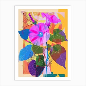 Morning Glory 7 Neon Flower Collage Art Print