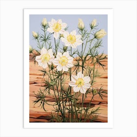 Love In A Mist Nigella 4 Flower Painting Art Print