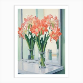 A Vase With Amaryllis, Flower Bouquet 1 Art Print