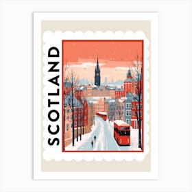 Retro Winter Stamp Poster Edinburgh Scotland 5 Art Print