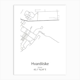 Hvardiiske,Ukraine Minimalist Map Art Print