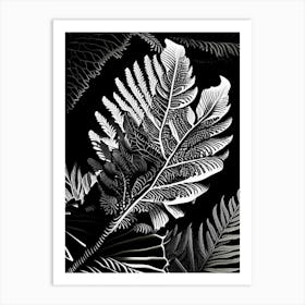 Ruffled Fern Linocut Art Print