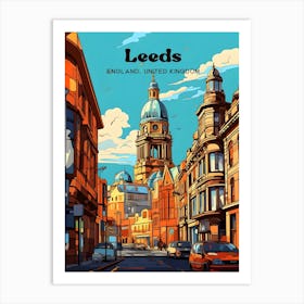 Leeds England Streetview Travel Art Illustration Art Print