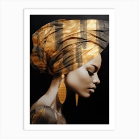 African Woman In Golden Turban Art Print