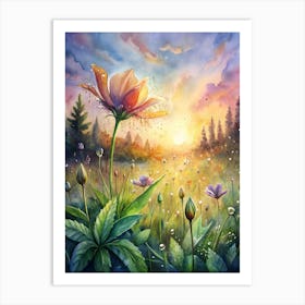 Sunset Flower Painting Art Print