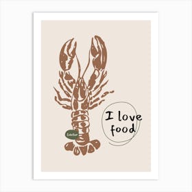 Lobster I Love Food Art Print