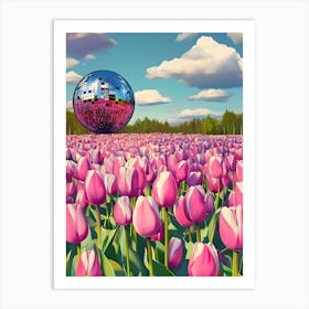 Disco Ball In Tulips Art Print