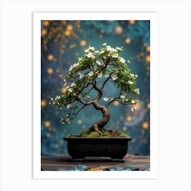 Bonsai Tree On Blue Art Print