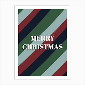 Merry Christmas Festive Stripes Art Print