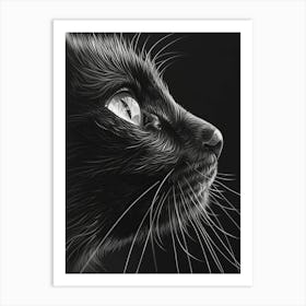 Black Cat Portrait Art Print