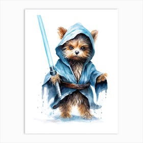 Yorkshire Terrier Dog As A Jedi 1 Art Print