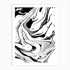 Black And White Marble Abstract Print  Art Print