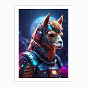 Alpaca In Cyborg Body #1 Art Print