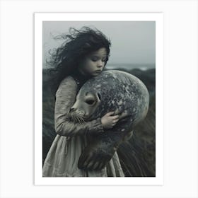 Girl With A Seal 1 Art Print