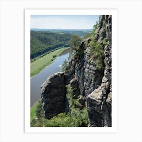 Sandstone cliffs and the Elbe valley in Saxon Switzerland Art Print
