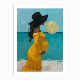 Pregnant Woman Blowing Bubbles 4 Art Print
