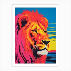 Lion In The Sunset Colour Pop 1 Art Print