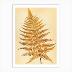 Vintage Illustration Golden Leather Fern 3 Art Print