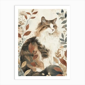 Norwegian Forest Cat Japanese Illustration 3 Art Print