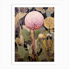 Flower Illustration Globe Amaranth 3 Art Print