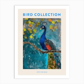 Peacock On The Tree Branches With Leaves Painting 2 Poster Art Print