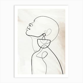 Female Face One Line Drawing 1 Art Print