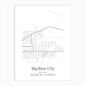 Big Bear City,United States Minimalist Map Art Print