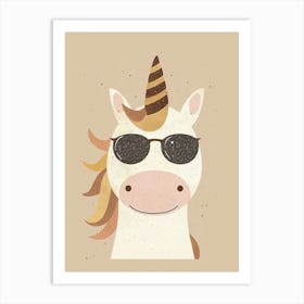 Unicorn With Sunglasses Muted Pastel 4 Art Print