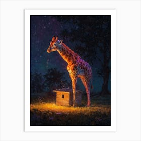 Giraffe At Night 2 Art Print