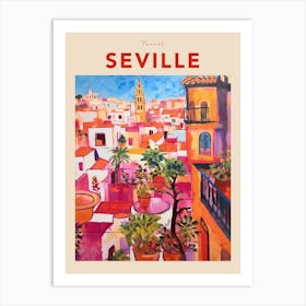Seville Spain Fauvist Travel Poster Art Print