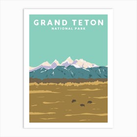 Grand Teton National Park, Wyoming Travel Poster Art Print