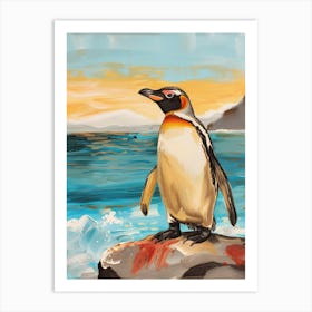 Galapagos Penguin Grytviken Colour Block Painting 4 Art Print