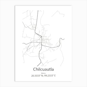 Chilcuautla,Mexico Minimalist Map Art Print