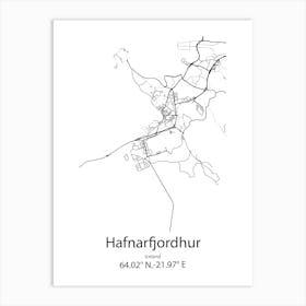 Hafnarfjordhur,Iceland Minimalist Map Art Print