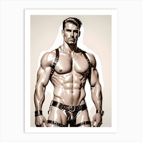 Leather Sentinel: Portrait Of A Sexy Gay Men In Leather Art Print